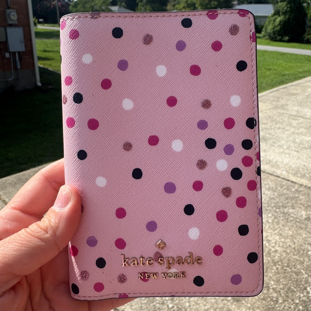 Kate Spade Pink and Multicolor Dot Passport Cover